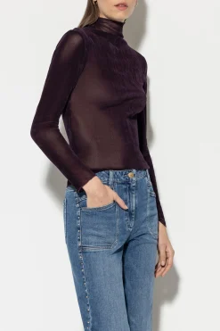 Outlet LUISA CERANO Rollkragenshirt In Samtoptik burgundy