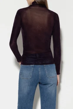 Outlet LUISA CERANO Rollkragenshirt In Samtoptik burgundy