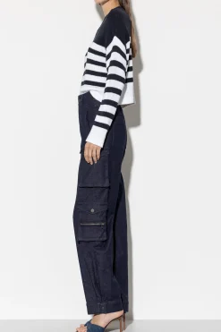 LUISA CERANO Rundhals-Pullover Mit Streifen dark navy / white