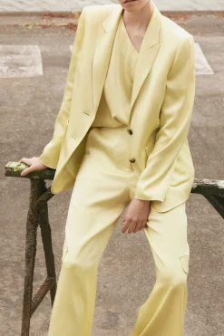 Hot LUISA CERANO Satin-Blazer pale citron