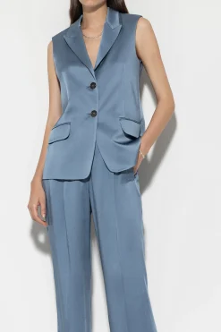 Sale LUISA CERANO Satin-Blazerweste smoky blue