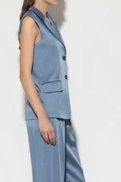 Sale LUISA CERANO Satin-Blazerweste smoky blue