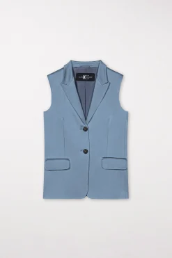 Sale LUISA CERANO Satin-Blazerweste smoky blue