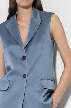 Sale LUISA CERANO Satin-Blazerweste smoky blue