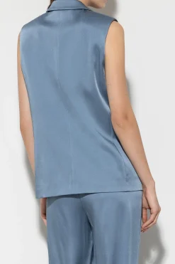 Sale LUISA CERANO Satin-Blazerweste smoky blue