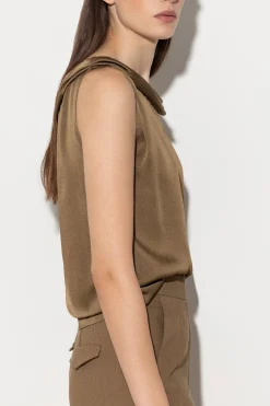 Hot LUISA CERANO Satintop Mit Kragendetails