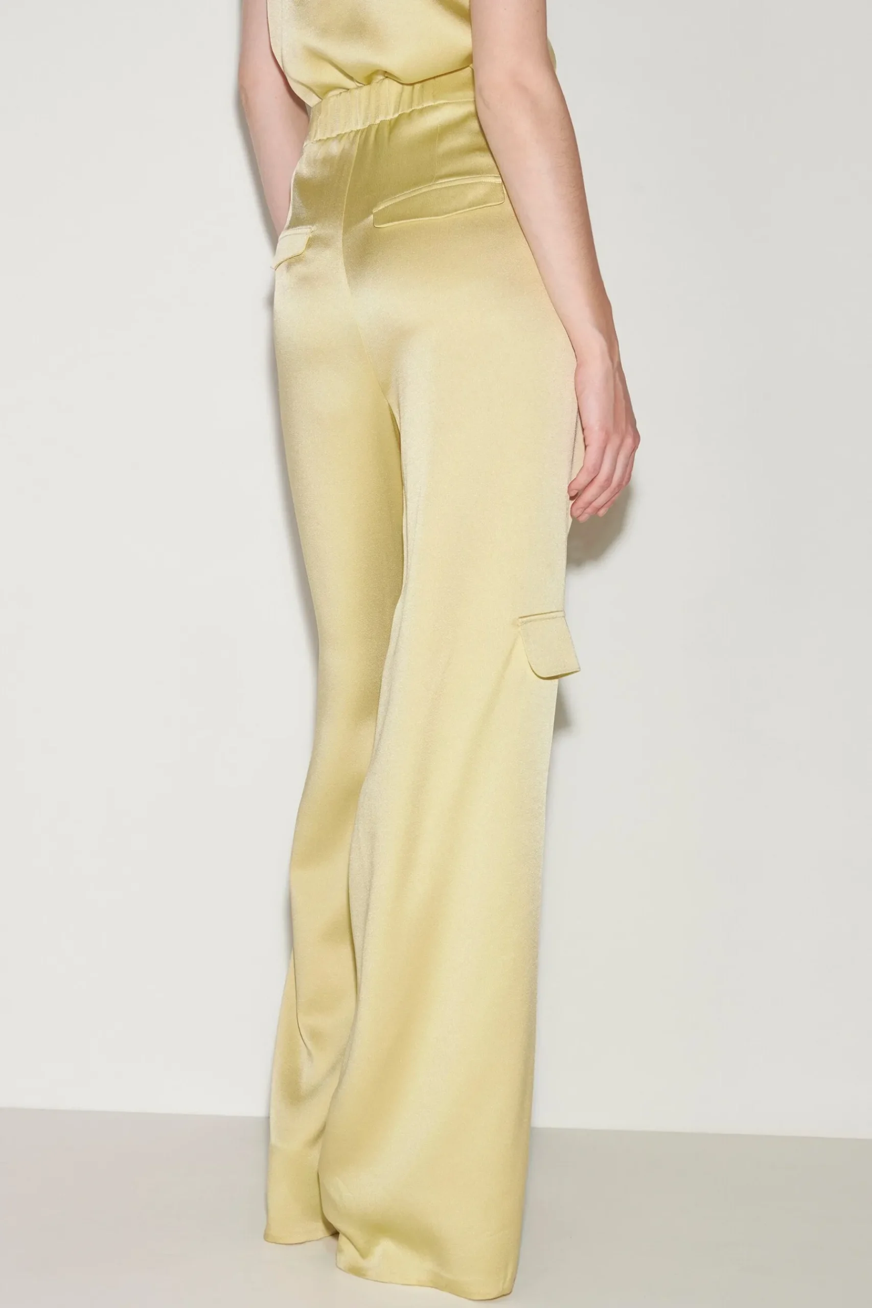 Discount LUISA CERANO Satin-Wideleg-Pants pale citron
