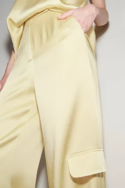 Discount LUISA CERANO Satin-Wideleg-Pants pale citron