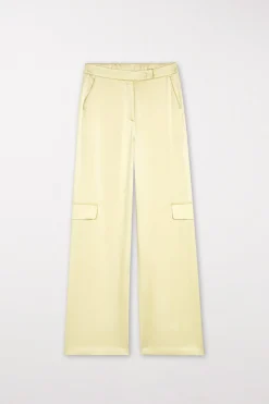 Discount LUISA CERANO Satin-Wideleg-Pants pale citron