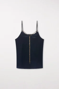 Clearance LUISA CERANO Spaghetti-Top Mit Strasskordel