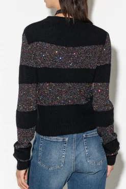 Hot LUISA CERANO Streifen-Cardigan Aus Woll-Mix deep black