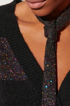Hot LUISA CERANO Streifen-Cardigan Aus Woll-Mix deep black