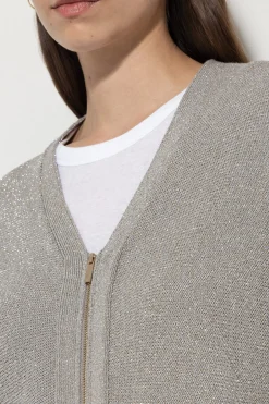 Hot LUISA CERANO Strickblouson Mit Zipdetail heather grey