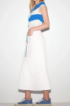 New LUISA CERANO Stricktop Mit Blockstreifen bleached white / azur