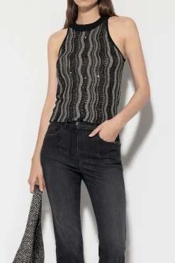 Clearance LUISA CERANO Stricktop Mit Fancy-Stripe black