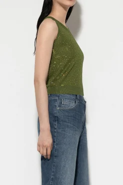 Best LUISA CERANO Stricktop Mit Strass-Steinen moss green