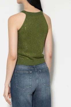 Best LUISA CERANO Stricktop Mit Strass-Steinen moss green