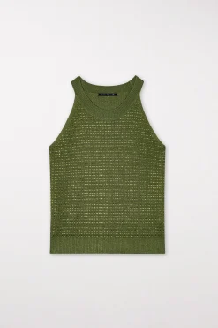 Best LUISA CERANO Stricktop Mit Strass-Steinen moss green