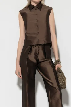 Clearance LUISA CERANO Taft-Hemdbluse nougat