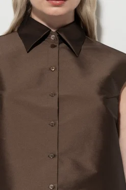 Clearance LUISA CERANO Taft-Hemdbluse nougat