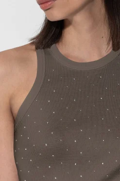 New LUISA CERANO Tanktop Mit Strass-Steinen