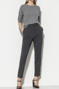 Discount LUISA CERANO Tapered-Pants Aus Kaschmir-Mix dark grey melange