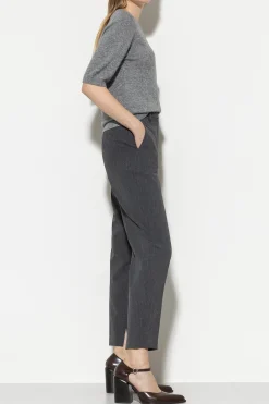Discount LUISA CERANO Tapered-Pants Aus Kaschmir-Mix dark grey melange