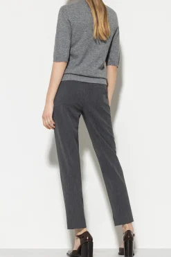 Discount LUISA CERANO Tapered-Pants Aus Kaschmir-Mix dark grey melange