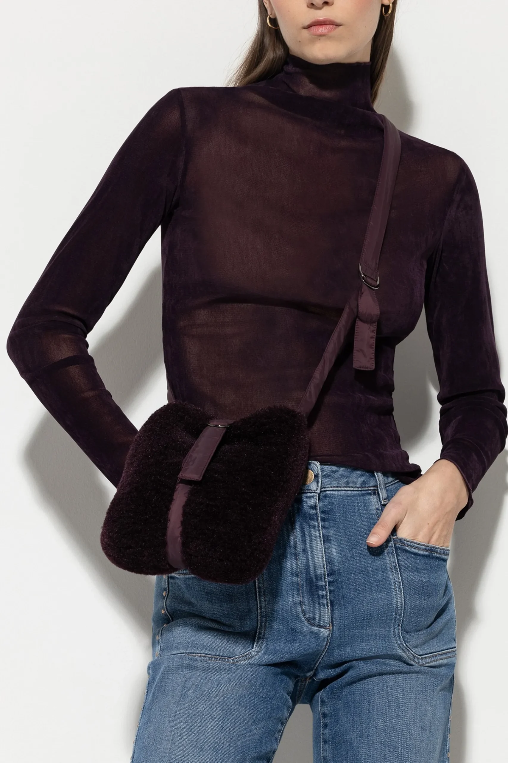 New LUISA CERANO Tasche In Felloptik burgundy