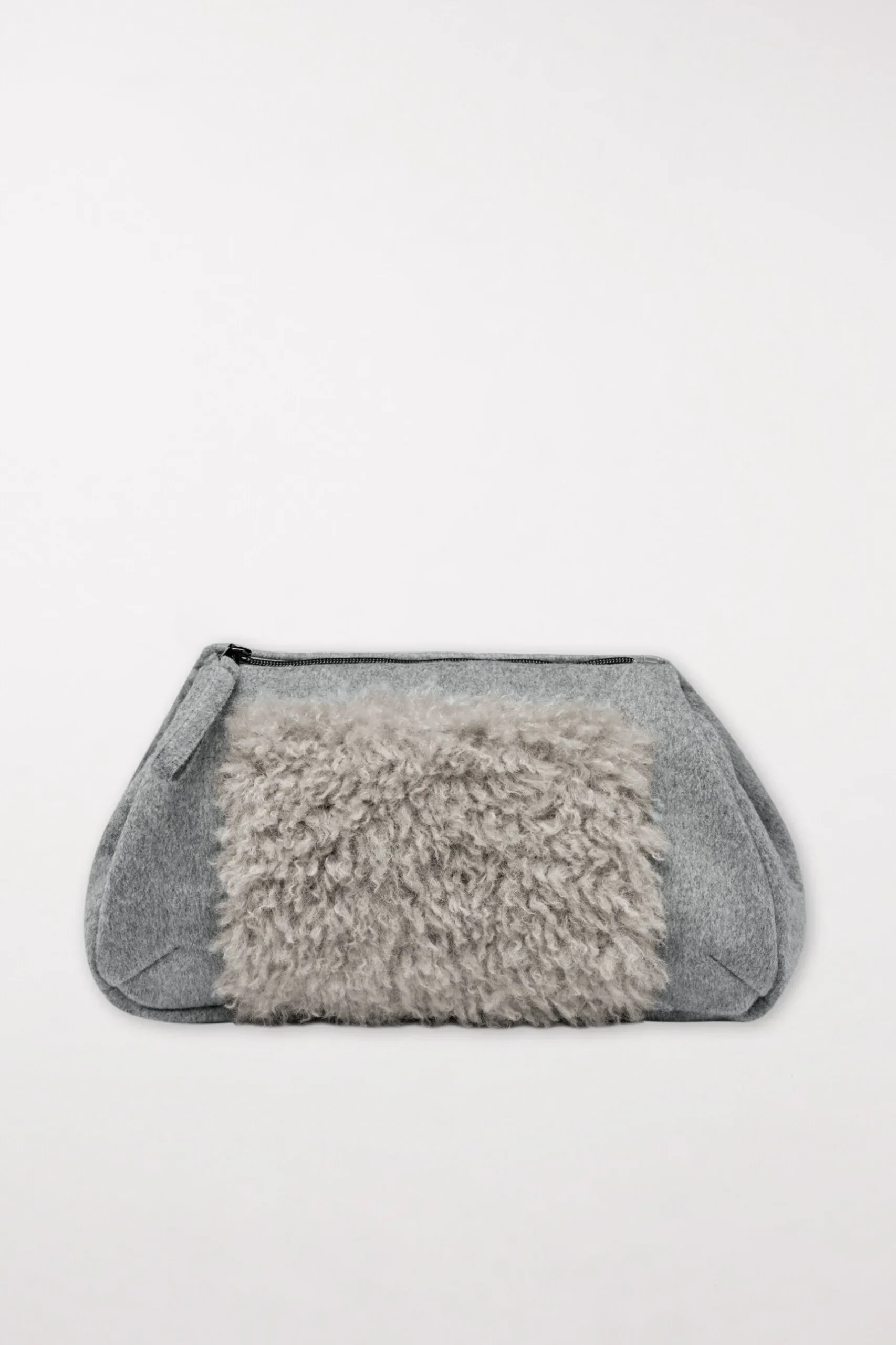 New LUISA CERANO Tasche Mit Wolldetail heather grey