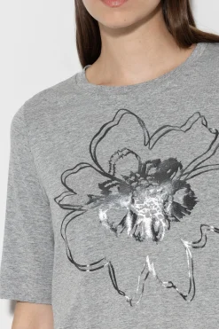 Discount LUISA CERANO T-Shirt Mit Blumen-Print heather grey
