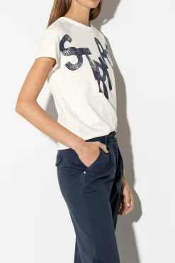 Hot LUISA CERANO T-Shirt Mit Wording-Print milk
