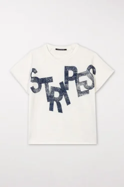 Hot LUISA CERANO T-Shirt Mit Wording-Print milk
