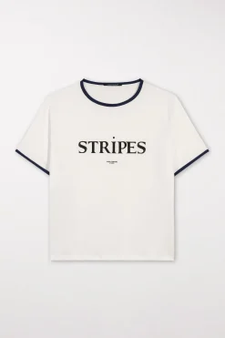 Discount LUISA CERANO T-Shirt Mit Wording-Print milk