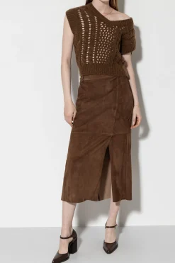 Discount LUISA CERANO Veloursleder-Rock hazelnut