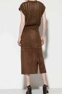 Discount LUISA CERANO Veloursleder-Rock hazelnut