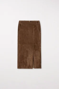Discount LUISA CERANO Veloursleder-Rock hazelnut