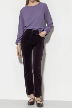 Discount LUISA CERANO Velvet-Babyflare-Pants burgundy
