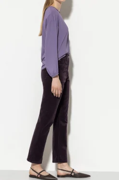 Discount LUISA CERANO Velvet-Babyflare-Pants burgundy