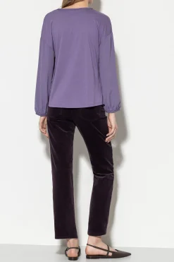 Discount LUISA CERANO Velvet-Babyflare-Pants burgundy