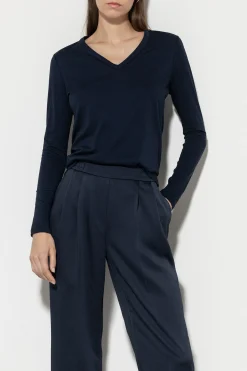 LUISA CERANO V-Neck-Langarmshirt midnight blue