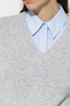 New LUISA CERANO V-Pullover Aus Kaschmir-Mix light grey melange
