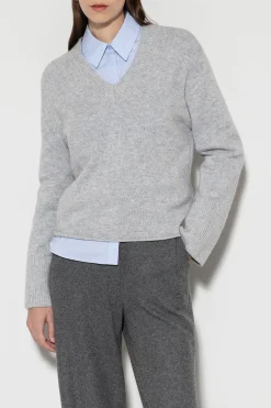 New LUISA CERANO V-Pullover Aus Kaschmir-Mix light grey melange