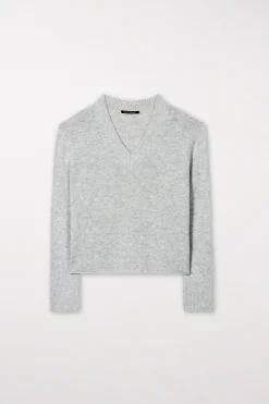 New LUISA CERANO V-Pullover Aus Kaschmir-Mix light grey melange