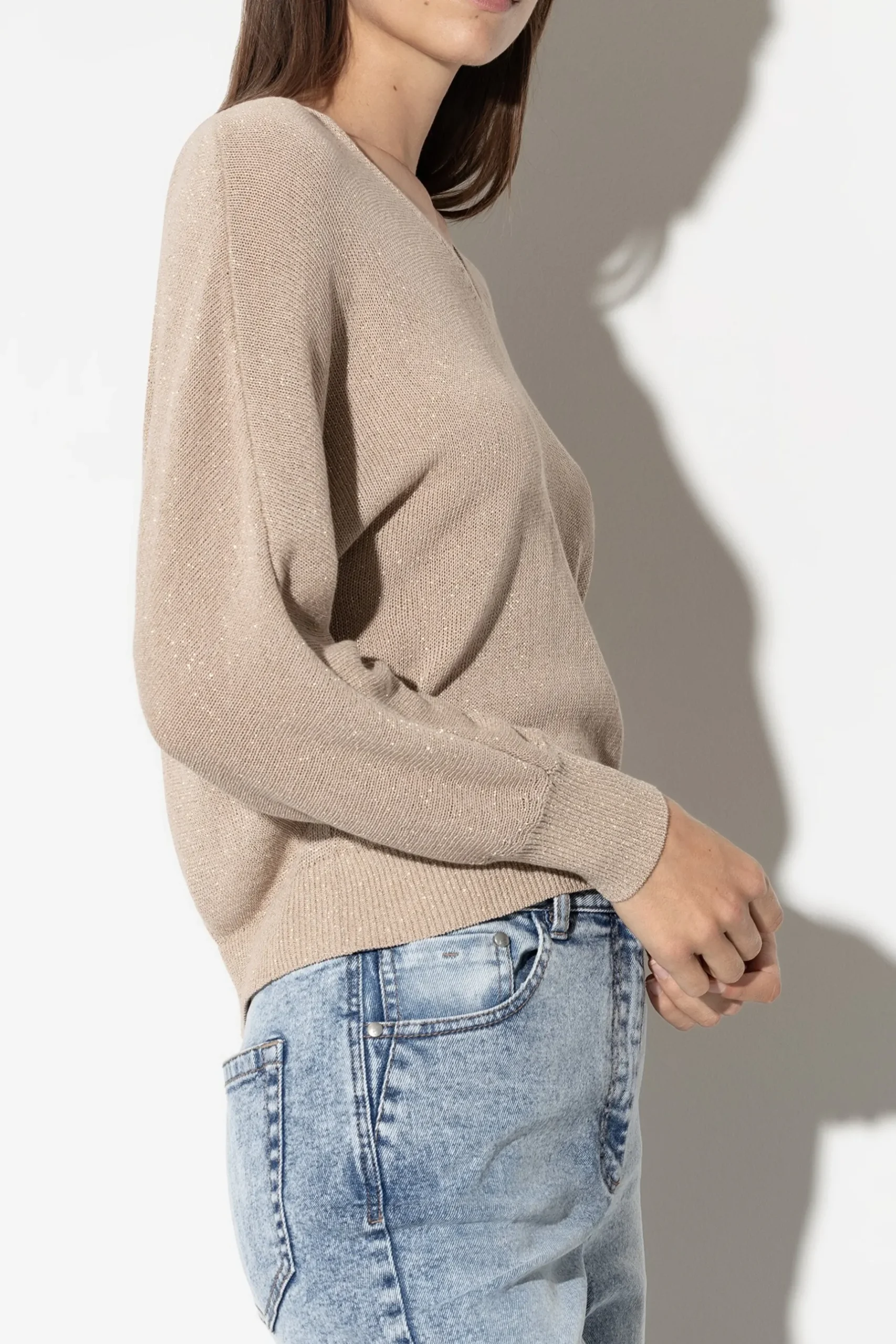 Online LUISA CERANO V-Pullover In Parallelo-Optik cashew