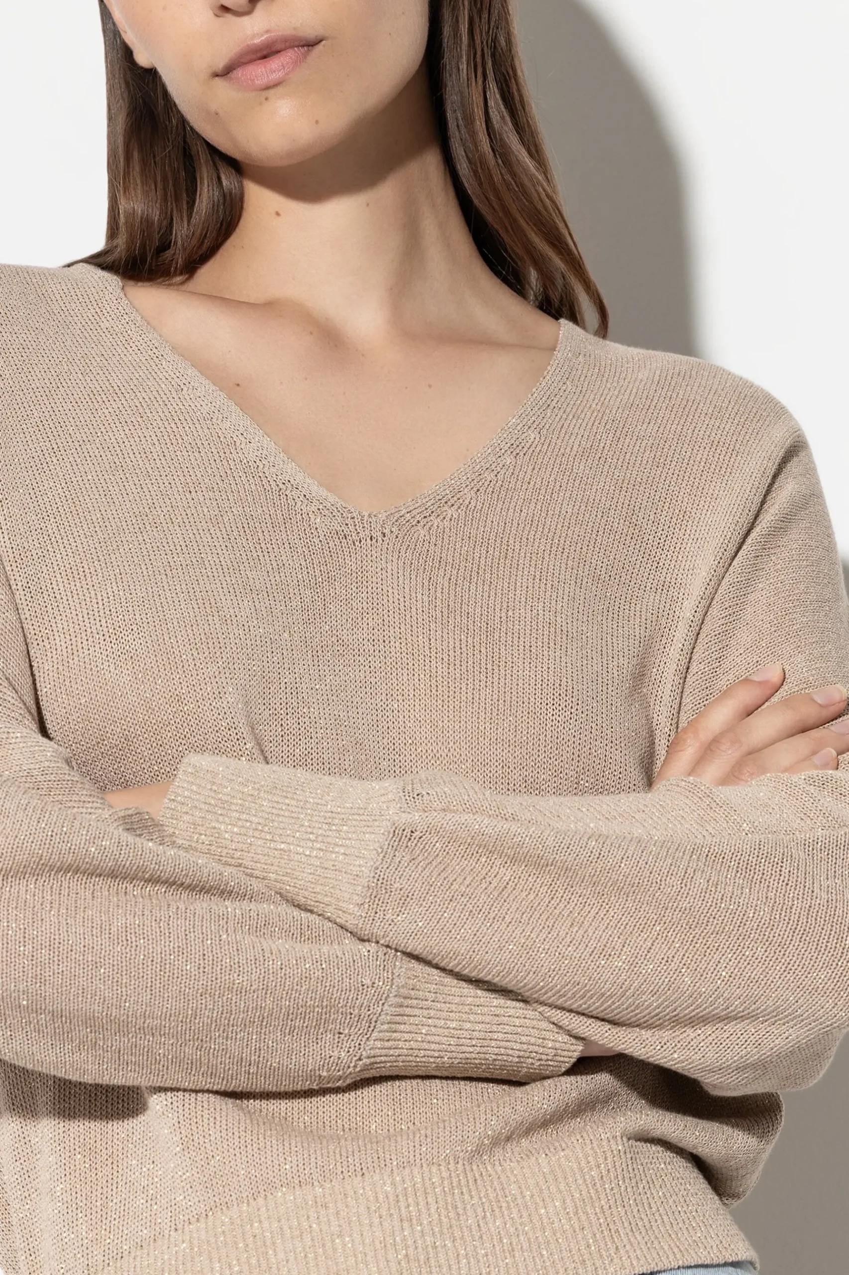 Online LUISA CERANO V-Pullover In Parallelo-Optik cashew