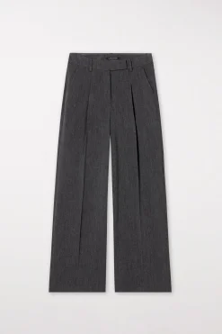 Online LUISA CERANO Wideleg-Pants Aus Kaschmir-Mix dark grey melange